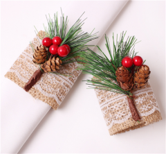 Anillos para servilletas de piña de Navidad al por mayor, hebilla de fruta de planta simulada