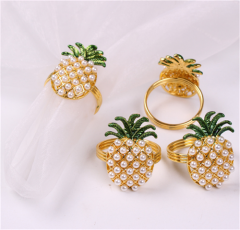 Anecdotales de servilleta en forma de piña dorada, sujetador para bodas, cumpleaños, Navidad, vacaciones, reuniones familiares y banquetes