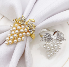Anillo de servilleta metálico con forma de uva, hebilla sujetador para decoración de boda, fiestas y banquetes