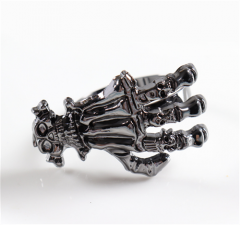 Anillo para servilletas de mano de esqueleto de color negro, para decoración de mesa de Halloween