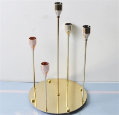 Tall Golden Silver Flower Stand Metal Candle Holder Centerpieces