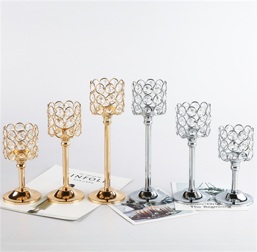 Tall Golden Silver Flower Stand Metal Candle Holder Centerpieces