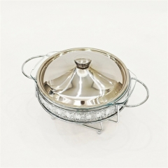 Precios mayoreo de chafing dishes (bandejas calentadoras) de acero inoxidable y vidrio, suministros hoteleros, para restaurantes y hoteles. En venta.