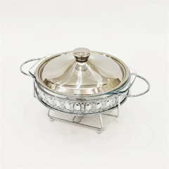 Precios mayoreo de chafing dishes (bandejas calentadoras) de acero inoxidable y vidrio, suministros hoteleros, para restaurantes y hoteles. En venta.
