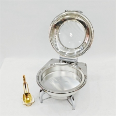 Calentador de alimentos redondo de 6 L, de color rosa dorado, para buffet, con bastidor, platos calentadores para servicio comercial en hoteles, equipo para bodas