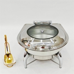 Calentador de alimentos redondo de 6 L, de color rosa dorado, para buffet, con bastidor, platos calentadores para servicio comercial en hoteles, equipo para bodas