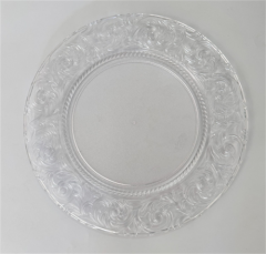 13-Zoll Vintage-Elegante Dinner-Unterteller: Glänzender Retro-Flower-Edge Plastik-Rosegold Table Charger-Teller für Hochzeiten