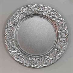 13-Zoll Vintage-Elegante Dinner-Unterteller: Glänzender Retro-Flower-Edge Plastik-Rosegold Table Charger-Teller für Hochzeiten