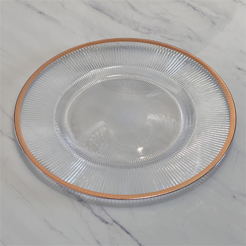 13 Zoll goldener runder transparenter Plastik-Charger-Teller mit goldener Kante für Hochzeitsfeiern und Dinner-Charger-Teller-Dekoration