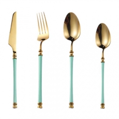 Conjunto de cubertería de plata de acero inoxidable de alta calidad LFS al por mayor, incluyendo cuchillo, tenedor, cuchara y cucharadita