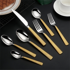 European Style Golden Cutlery 304Stainless Steel Tableware Stainless Steel Knife Fork Spoon Hotel Cutlery Set