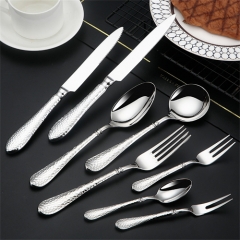 Custom Luxury Reusable Silver Restaurant Kitchen Bulk Stainless Steel 304 18/10 Dinnerware Set Cutlery Flatware Sets