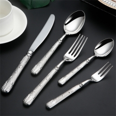 Hollow Handle High Quality Premium Luxury Embossed Pattern Stylish Design Stainless Steel Cutlery Set