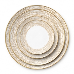 Grosshandel hochwertige blaue Chargerteller, Keramik-Esssteller-Set mit goldenen Rand, Porzellan-Geschirr für Hochzeiten