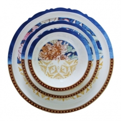 Grosshandel Pfingstrosen-Yin-Yang-Geschirr, neue Designs von Knochenporzellan-Esssteller-Sets, keramische Blumensteller