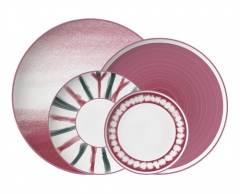 Bohemische Vintage-Geschirr in Grosshandel, maßgefertigter Chargerteller, rosa keramischer Salatteller, Porzellanteller, Dinnerbasis, Plato