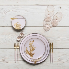 Set de plats de céramique à succès, set de vaisselle de luxe, plats à dîner occidentaux pour location de mariages