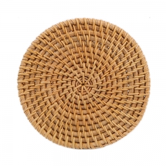 Tapis de table tissés ronds naturels en gros, sous-tasses en osier et rotin, tapis de table en rotin résistant à la chaleur, osier de jacinthe d'eau au Vietnam