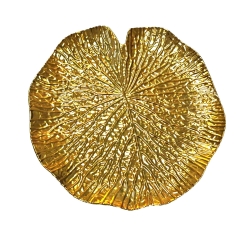 Antique Design Leaf Shape Serving Tray Made of Aluminum Gold Superior Quality Decorative Tabletop Dessert Serving Dish