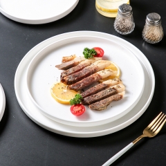 Ensemble de vaisselle à assiettes nordiques personnalisées, assiettes en céramique rondes, vaisselle blanche en céramique, ensemble d'assiettes en céramique