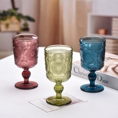 Mayoreo de Copas de Vidrio Altas de Estilo Europeo Retro, Copas de Vidrio Coloridas, Copas Altas de Jugo Engrosadas, Copas de Vino de Vidrio para Hogar y Bodas