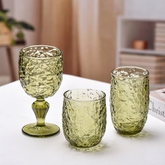 Wedding glassware Sets Large Goblet Cafes En Carton Water Custom Printed Green Colored Goblet Red Wine Glass