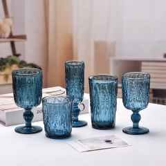 Embossed Champagne Flutes, High-Stemmed Glasses: Luxury Retro Wine Glasses for Weddings, Household Cold Drink & Milk Glasses