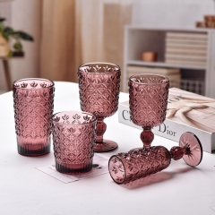 Wholesale Large Capacity 350ml Tall Red Wine for Champagne Glass Household Water Glass Stained Glass Wedding Glass Drinkware