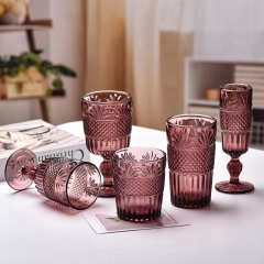 Factory Wholesale Relief Red Wine Glass Colorful Wedding Goblet Sweet Wine Glass