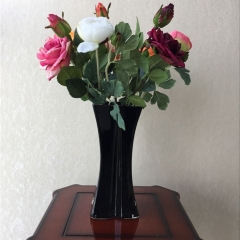 Black Square-Mouth Glass Vase | Modern Minimalist | Living Room/Banquet/Home Decor