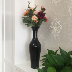 Glazed Black Indoor Living Room Decorative Tall Planter Classic Contemporary Design Glossy Finishing Floor Standing Tall Vases