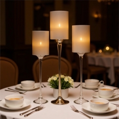 Glass Factory Wholesale Custom Crystal Candle Holder Glass Decorative Wedding Ornaments Candlestick Christmas Free Samples