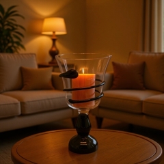 Two-Tone Glass Vase (Transparent+Black Wire) | Home/Banquet Decor