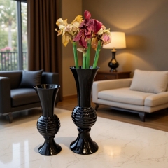 Black Glass Vase - Versatile Decorative Piece for Banquets, Weddings & Foot Spas | Perfect for Flower Displays