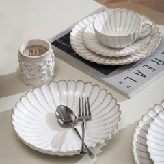 Juego de Cuencos de Cerámica Blanca - Cuencos de Arroz, Platos, Cubiertos, Vajilla, Plato de Pescado, Loza Japonesa para Hogar