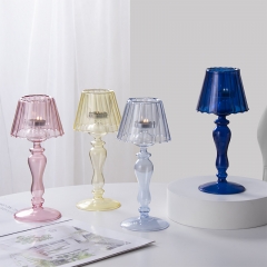 European Lamp Type Candle Holder Luxury Table Lamp Glass Candle Holder for Home Decoration