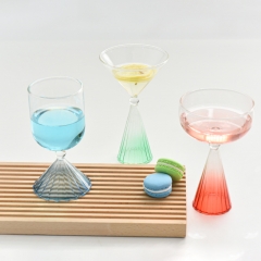 Taza de Helado Rayada Creativa - Copa de Vidrio con Degradado de Lujo Ligero, Resistente al Calor, Vaso de Pico de Cuerno