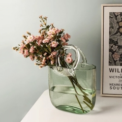 Nordic Designer Glass Vase Handbag Multiuse Hydroponic Planter Trendy Instagrammable Fish Bowl Transparent for Wedding Home