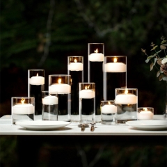 Elegant Round High Borosilicate Clear Glass Candleholder Hand Blown for Wedding & Home Event Lighting for Decorations