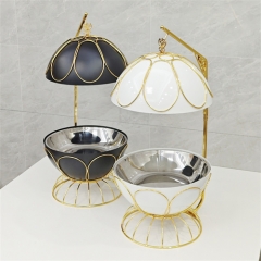 高級商業ホテルレストラン用 フードウォーマー 4L ゴールド ビュッフェ機器 シャフィングディッシュセット 吊り式シャフィングディッシュ（吊り式蓋付き）