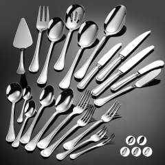 Großhandel 4-teilige Löffelsets als Geschenk für Hotels, Küchen, Restaurants. Besteck aus Edelstahl, Silberware, schwarze und goldene Besteckstücke