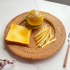 Natürlich gewebtes klassisches Strohmatte, dekorative Tasse und Schale für Landhaus-Esstisch, Haushaltsleinen aus Jute, runde Untertasse