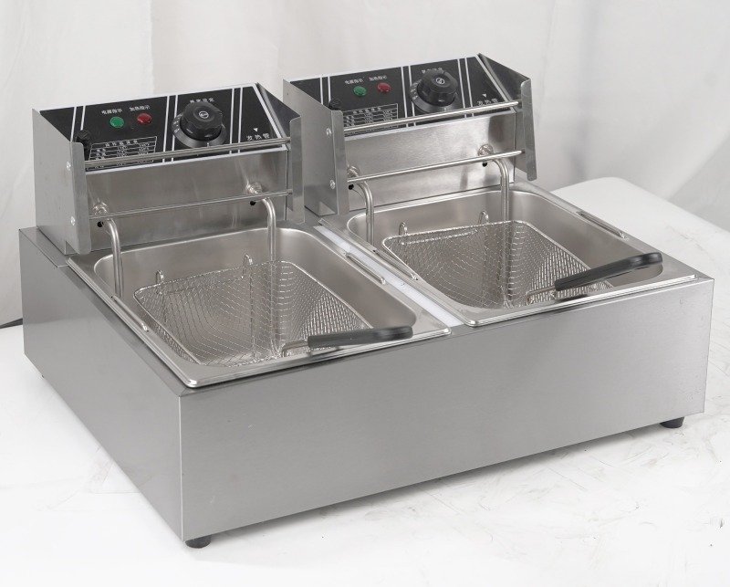 Industrial Chicken Chips Deep Fryer With 2 Tank Electric Restaurant