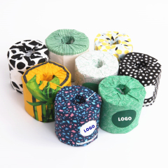 Unbleached Customize Raw Material Toilet Tissue Paper Biodegradable Bamboo Roll Paper
