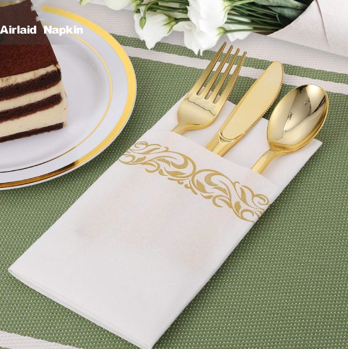 Hot Sell Nice quality 1/4 1/8 Fold Table Tissue Wood Pulp Airlaid Paper Napkin