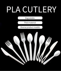 100% Biodegradable Disposable Flatware Set Compostable PLA Cutlery 7 Inch Knife Fork Spoon