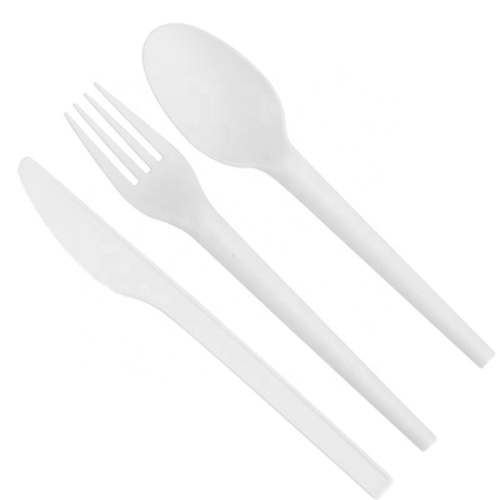 100% Biodegradable Disposable Flatware Set Compostable PLA Cutlery 7 Inch Knife Fork Spoon