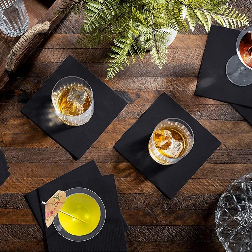 Black Paper Napkin, Cocktail Black Napkin, DIsposable Napkins, Eco-friendly Bar Napkins, Wedding Cocktail Napkins, Dessert Napkins