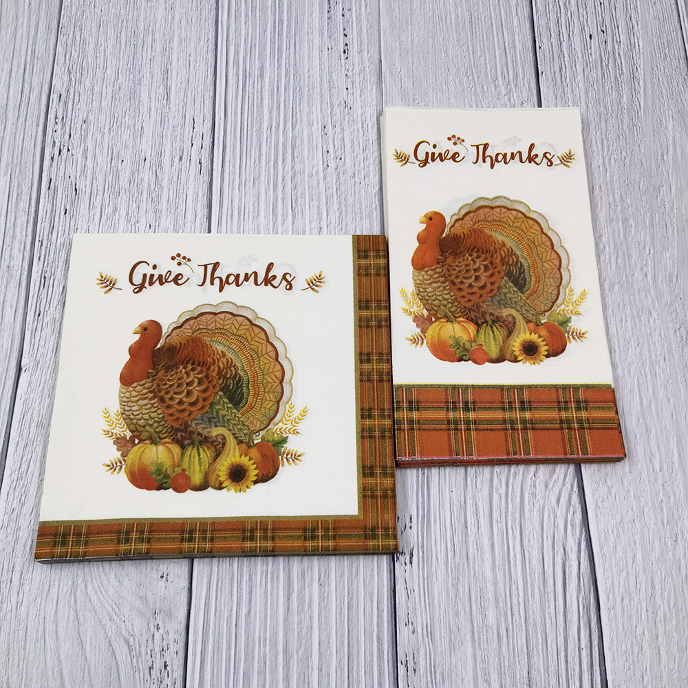 Give Thanks Decorations for Autumn Leaves Fall Harvest Wedding Table Disposable Centerpiece Decor Paper Napkins