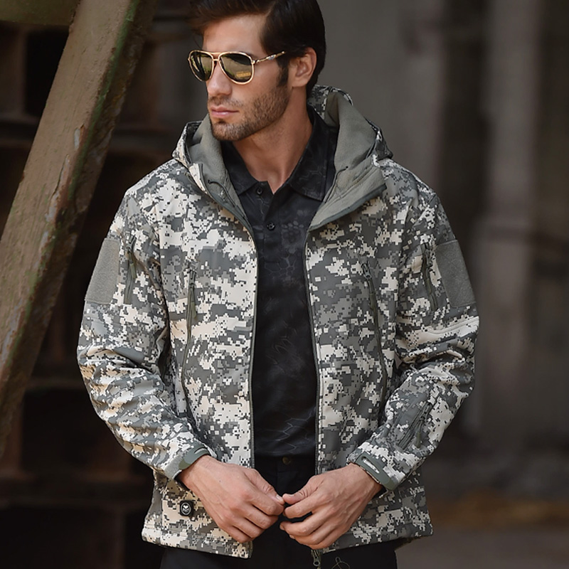 Softshell Jacket Waterproof Windproof Coat Hooded Men Military Custom Design Softshell Jacket